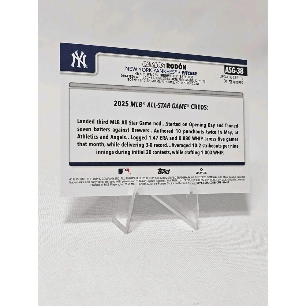 Carlos Rodon 2025 Topps Update All Star Game Foil #ASG-38 New York Yankees